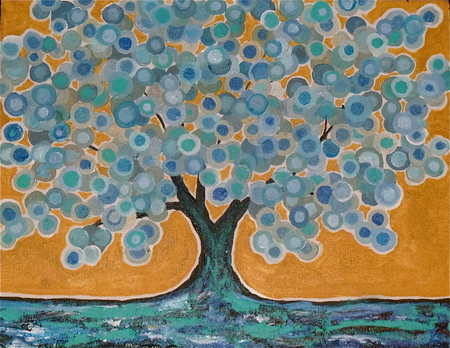 11"x14" Blue Bubble Tree