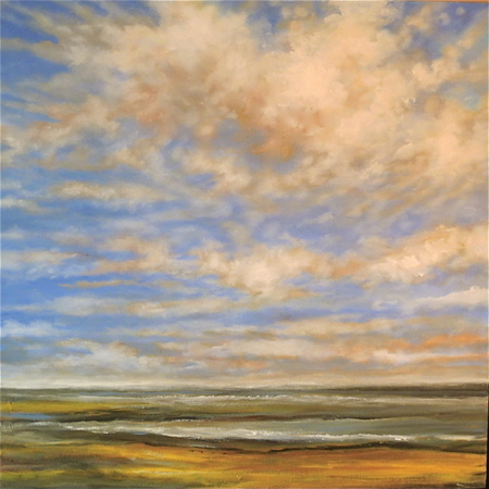 30"x30" Abstract Beach Under Cloudy Sky